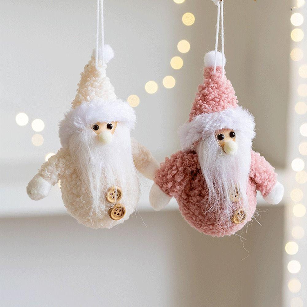 2pcs Soft Plush Santa Claus Pendant Handmade Xmas Tree Pendant  Party Favors