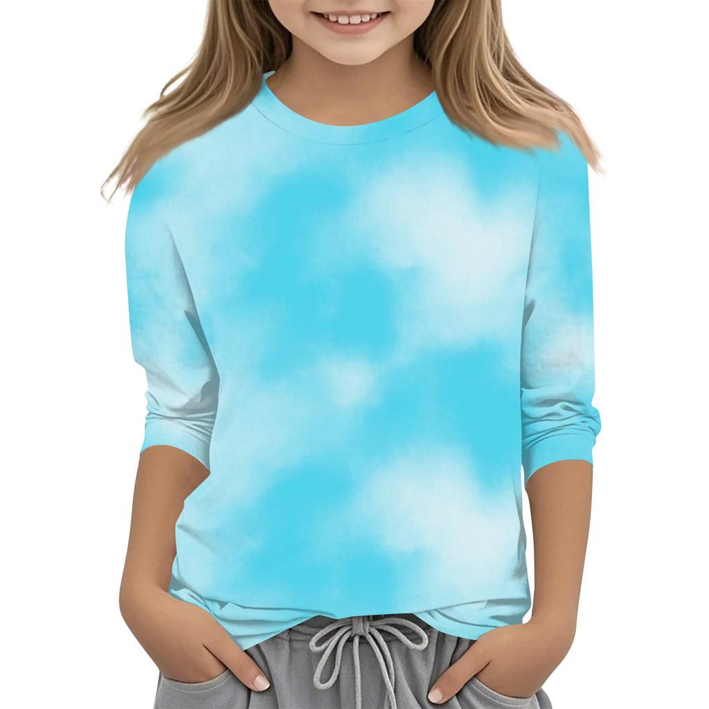 Children's 3/4 Sleeves Printed O-neck Top Everyday Casual T-shirt