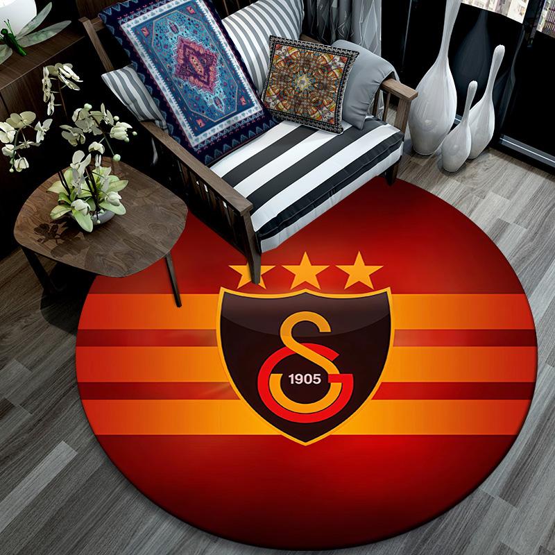 Galatasaray SK Round Area Rug,Carpet Rug for Living Room Bedroom Sofa Playroom Decor,Non-slip Floor Mat