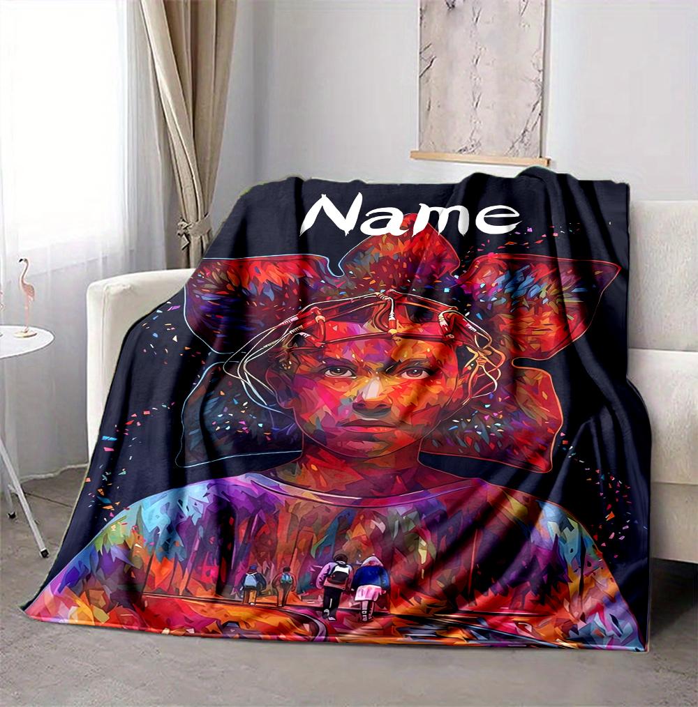 Custom Name Alien Encounter Flannel Blanket Throw Blanket Soft Warm Sofa Bed Decor Unique Gift