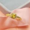 Small Sugar Cube Yellow Zircon Ring Women's Niche Design Ins Cold Wind Fashion Open Ring