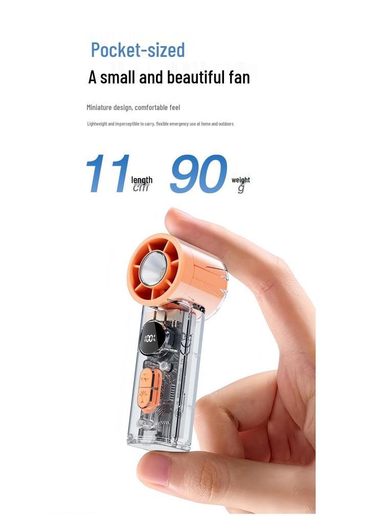 Portable Mini Silent Fan with Smart Display & USB Charging