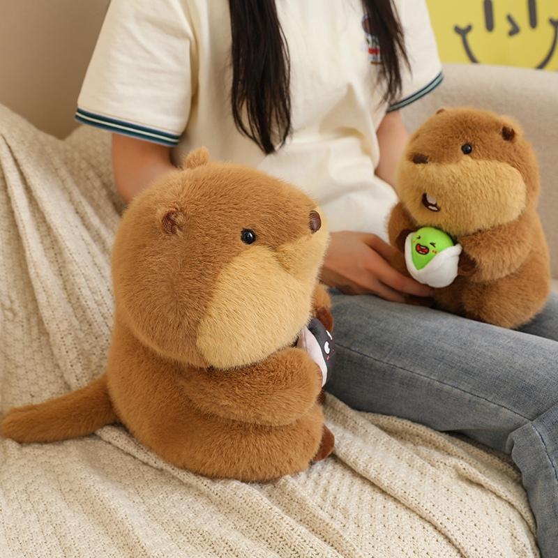 High-Quality Marmot Beaver Hug Food Animal Stuffed Toy Adorable Xmas Birthday Gift Cuddly Lifelike Groundhog Capybara Plush Gift