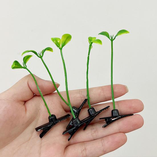 100 Pcs Bean Sprout Hair Clips Plant Hairpins Anti-slip Fake Leaf Funny Shape Long Green Sprout Decor Adult Children Hair Decoration Hair Clips