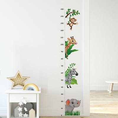 Autocollant Mural Tableau de Croissance Animaux pour Chambre d'Enfants Crèche Auto-Adhésif Règle de Croissance Autocollant Décor de Mesure de la Taille de Bébé