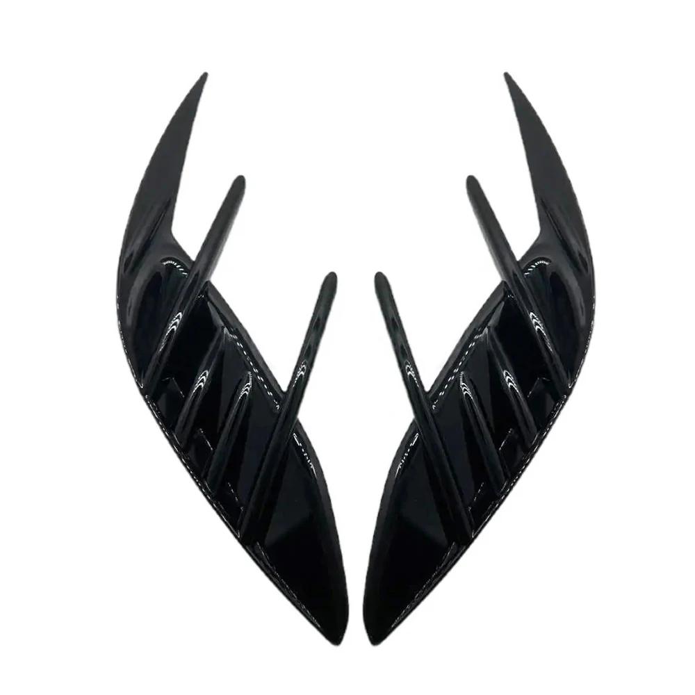 For KIA Stinger 2017-2025 Carbon Fiber Look Gloss Black ABS Bumper Side Vent Spoiler Canard Covers Car Sticker Accessories