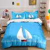 Sailboat Decor Set - Nautical Theme Soft Comfortable Duvet Cover Bedding Set Included 1*Duvet Cover & 2*Pillowcases, Gift