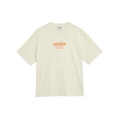 Puma T-shirt Casual Americana Stampata con Energia Giovanile, Girocollo, Manica Corta, Unisex, Bianco 627169-65