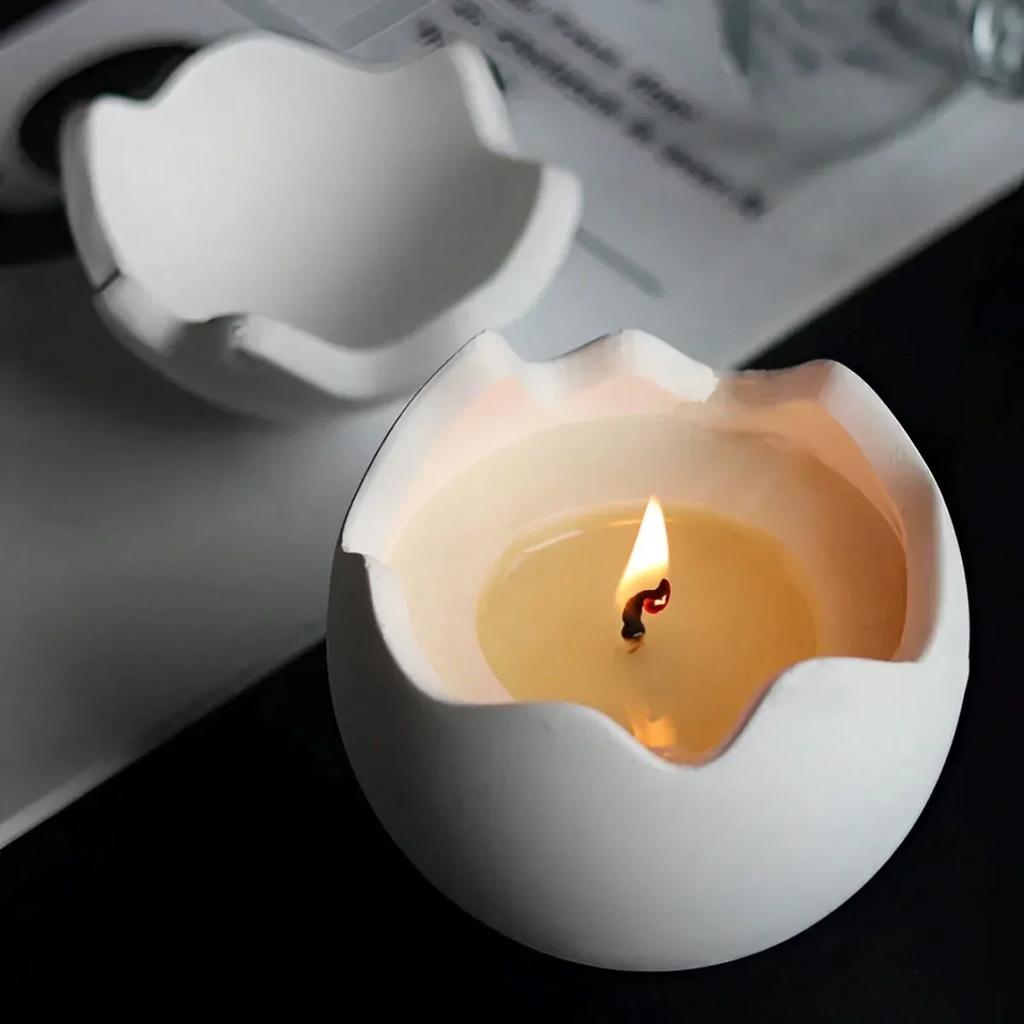 1 Set Egg Shape Candle Jar Silicone Molds Storage Box with Lid Epoxy Resin Mould Egg Candle Cup Decoration Gypsum Dripping Mold