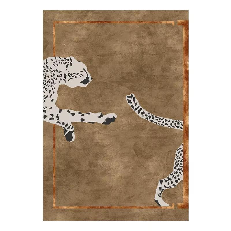 Leichter Luxus Plüsch Wohnzimmerteppich Heim Schlafzimmer Dekor Leopardenmuster Teppich Arbeitszimmer Rutschfeste Matte Nordische Teppiche für Wohnzimmer
