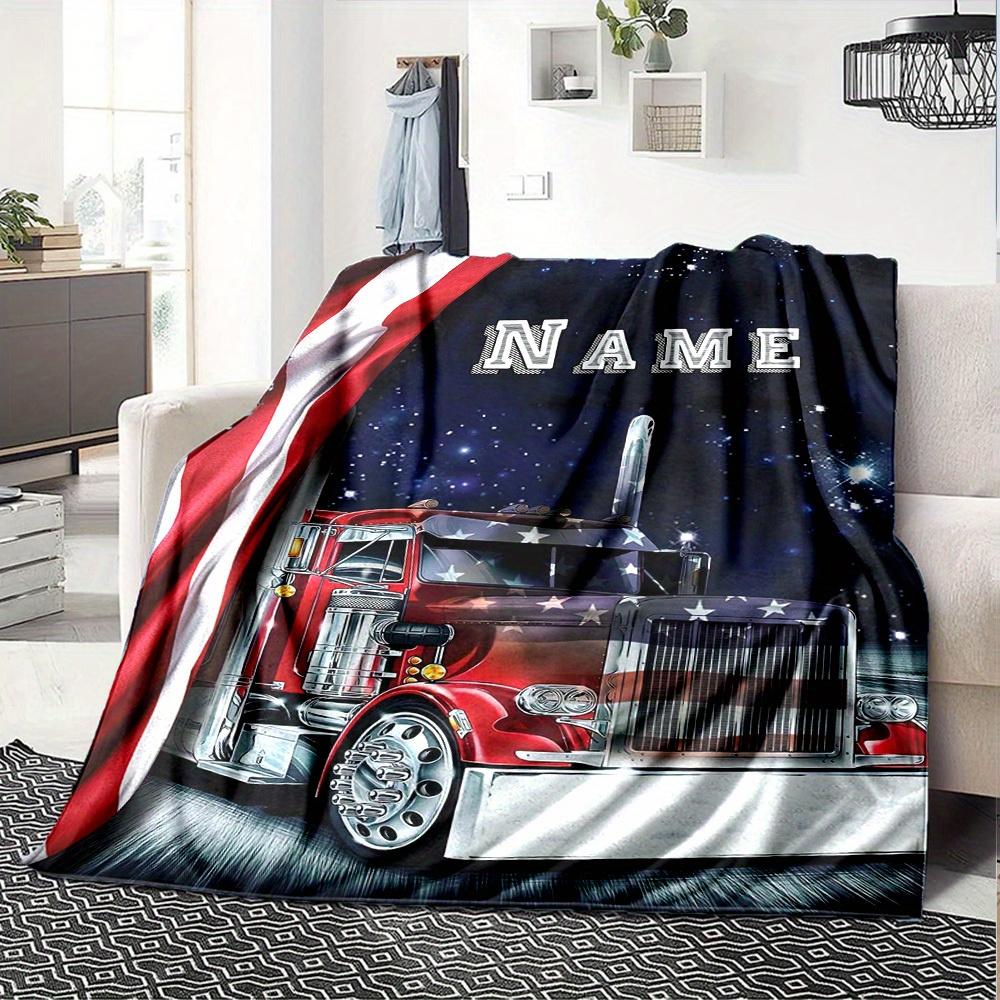 American Flag Truck Home Custom Blankets Comfortable Soft Lightweight Allseason Multipurpose Blanket For Picnics Sofas Offices Beds Living Rooms Ideal