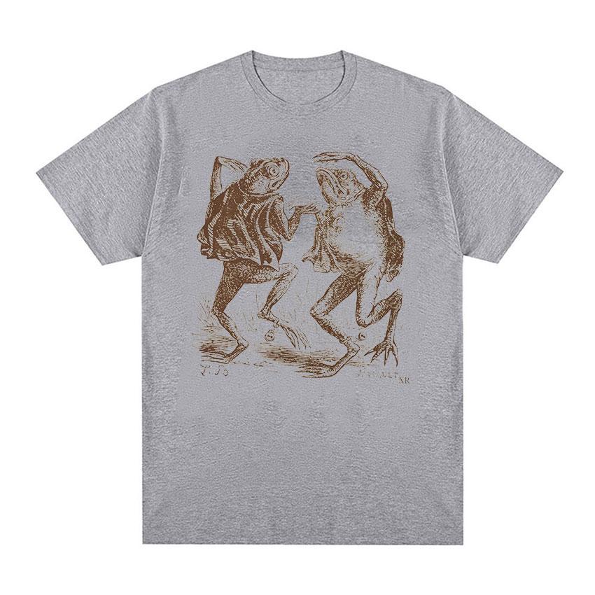 Summer Funny Dancing Frogs Toads Retro Graphic T Shirt Mushroom Frog Cottagecore Aesthetic 100% Pure Cotton Printed T-shirt