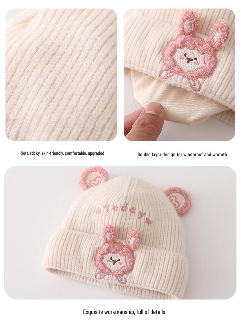 Warm Knit Baby Beanie - Cute, Windproof, Wool Hat for Infant Girls (Autumn & Winter)