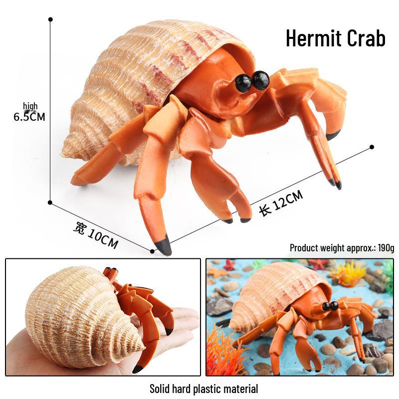 Marine Animal Simulation Model Figures: Shark, Dolphin, Hammerhead, Crab, Squid, Starfish for Kids' Education
