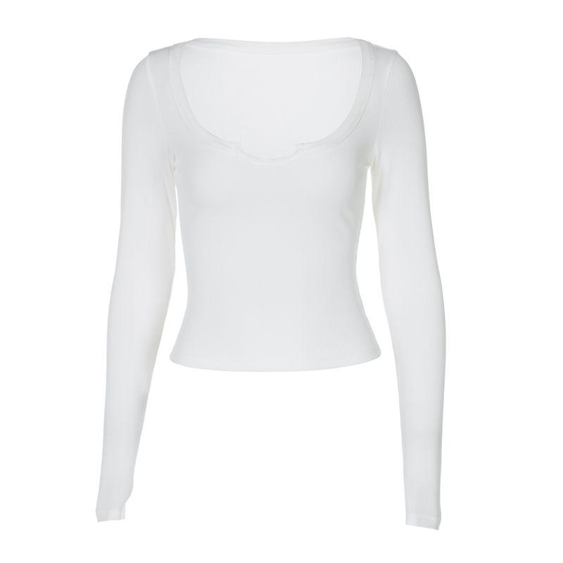 Shemoda Fashion Style Round Neck Silm Slimming and Simple Daily Casual Easiest for Match Bottoming Long Sleeve T-shirt Tops Women's Clothing