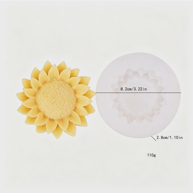 Silicone Mold for DIY Sunflower-Shaped Candles, Plaster, or Car Decoration Flowers