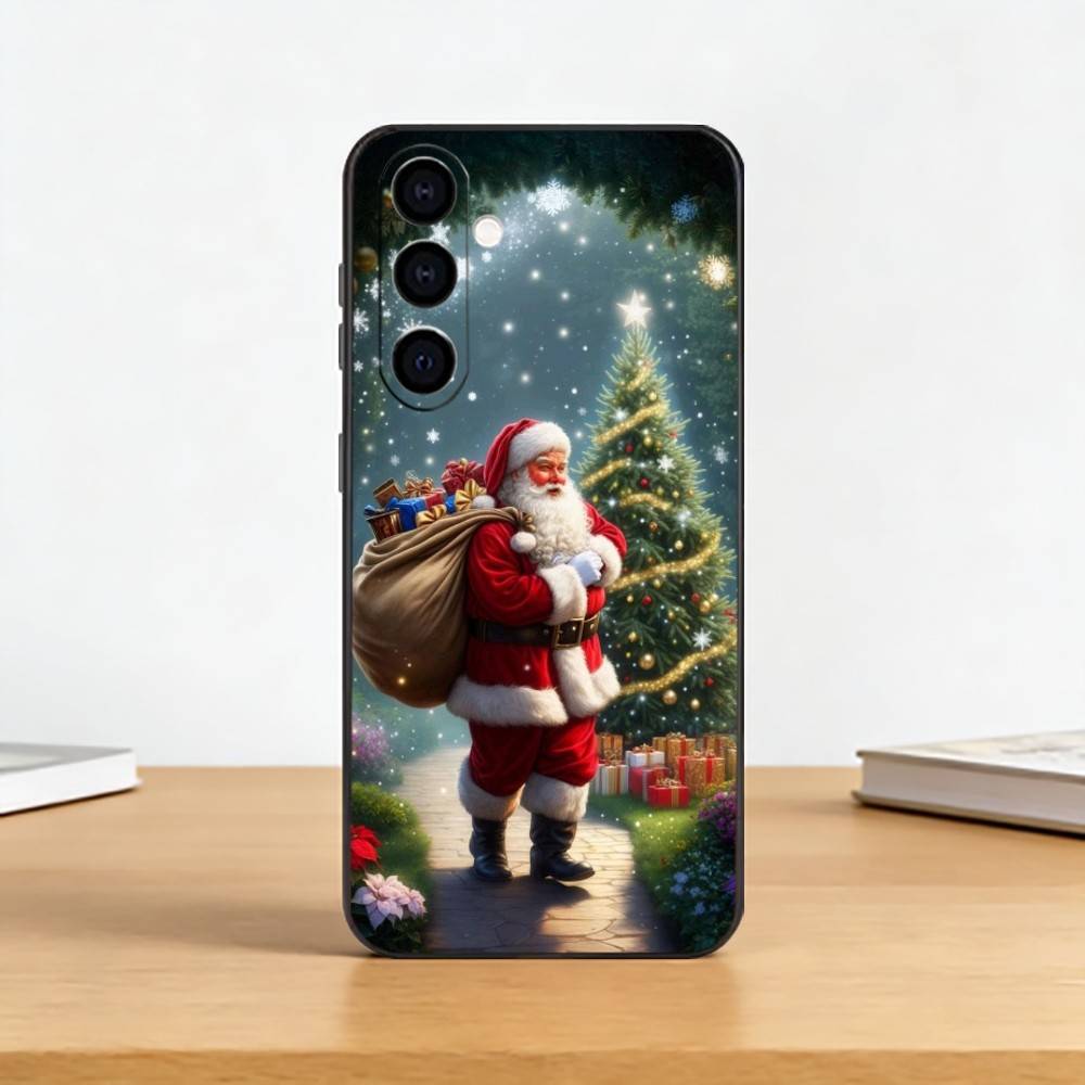 Christmas Santa Claus Phone Case Black Silicone Soft For Samsung Galaxy A73,A72,A71,A70,A53,A52,A51