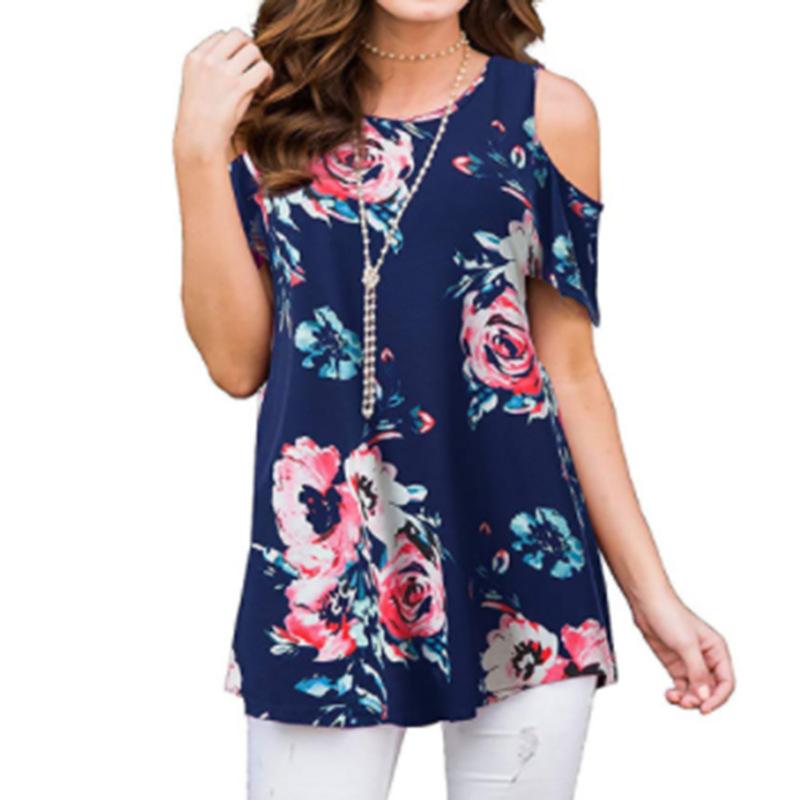 QICED Летний принт с открытыми плечами и коротким рукавом — фото 32