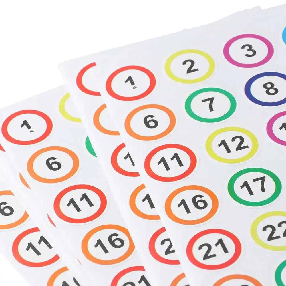 500Pcs 1-40 Numbers Stickers Self Adhesive Round Stickers Tags 1 Inch Colorful Label Home