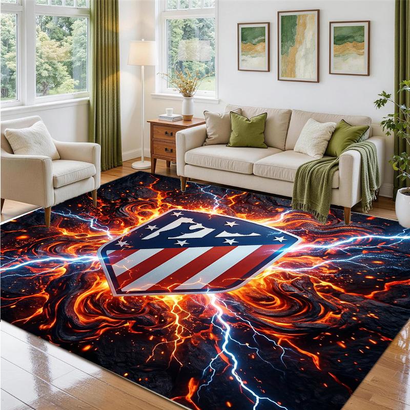 Atletico Madrid Design Crystal Velvet Rug Soft Decorative Mat for Bedroom Entrance