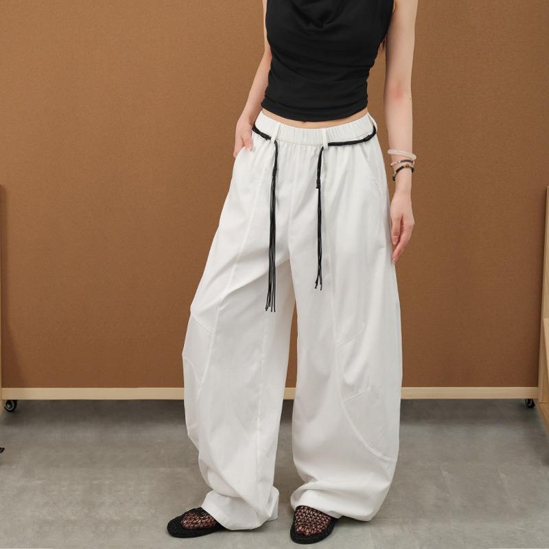 [Send waist rope] Scimitar quick-drying pants women's summer high waist and thin casual lazy casual loose wide-leg pants