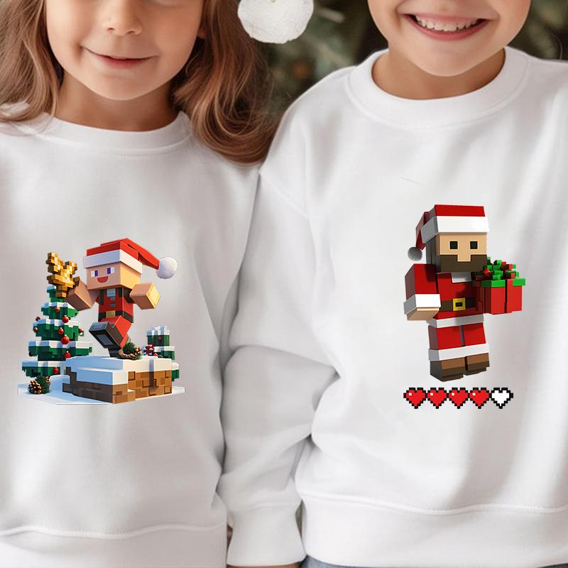Minecraft Christmas Santa Claus Hoodie age 4-14 Pullover Sweatshirt for Kids Boys Girls Christmas Gift Costume cartoon print New Year gift