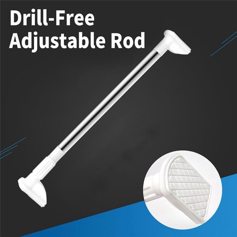 A96K-Punch-Free Telescopic Clothing Rod Extendable Stainless Iron Curtain Pole Easy Installation For Diy Space