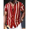 Hong Kong Style Draped Striped 3D Printed Button Cardigan, A Versatile Aloha Shirt for Men's Summer Business and Vacation Wear.