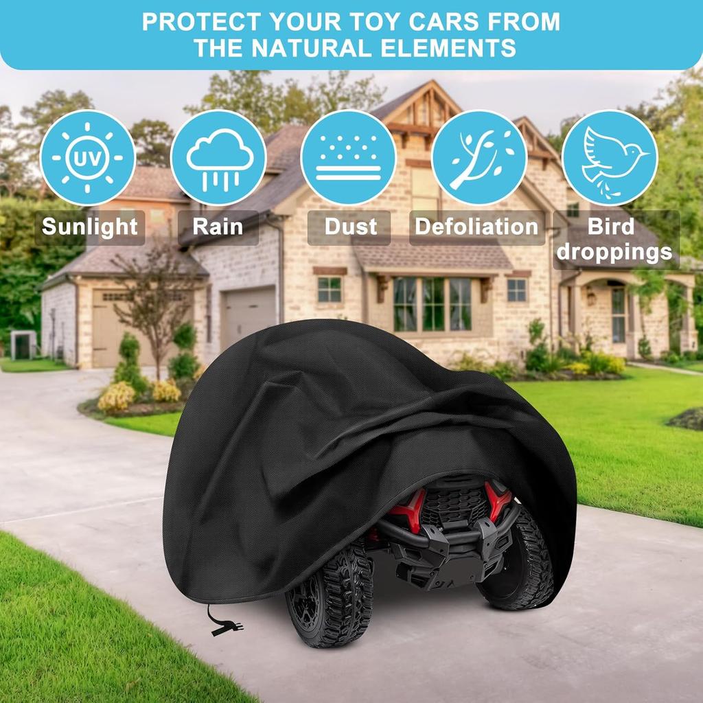 Tonhui Large Kids Ride-On Truck Toy Car Cover, 420D Heavy Duty Waterproof Cover For Power Wheels, Outdoor Protective Cover All Weather - Universal