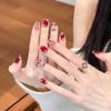 Press On Nails Artificial Acrylic Nails Glossy False Nails Full Cover Stick On Nails Square Fake Nails with Glitter Design Glue On Nails for Women