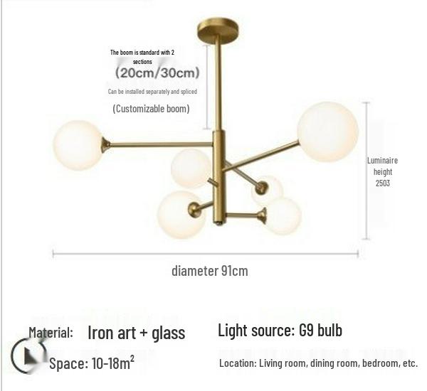 Nordic Luxury Golden Bubble Chandelier for Bedroom and Dining Room