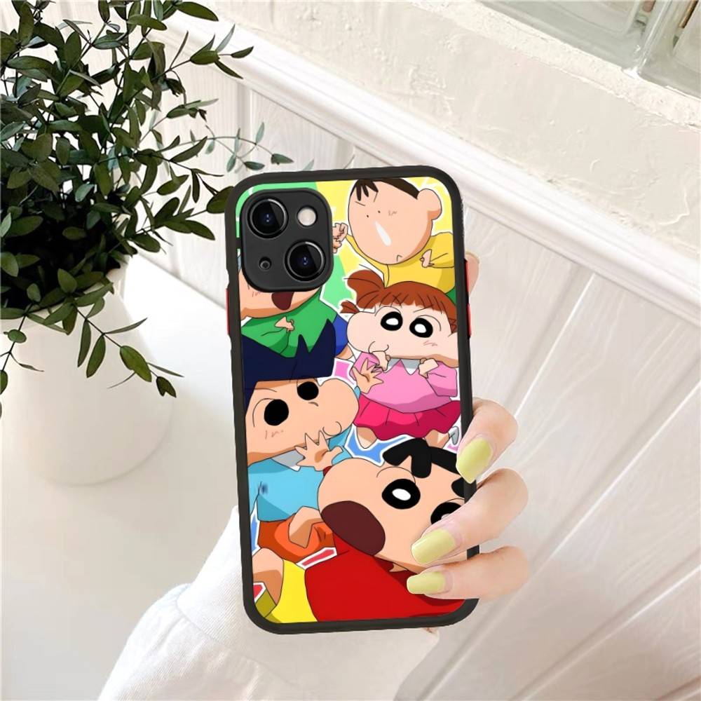 Crayons Shin-chan Phone Case for iPhone 14 11 12 13 Mini Pro Max 8 7 Plus X XR XS MAX Translucent Matte Cover