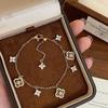Vintage Französisches Zirkon Perlmutt Kleeblatt Floral Armband für Damen