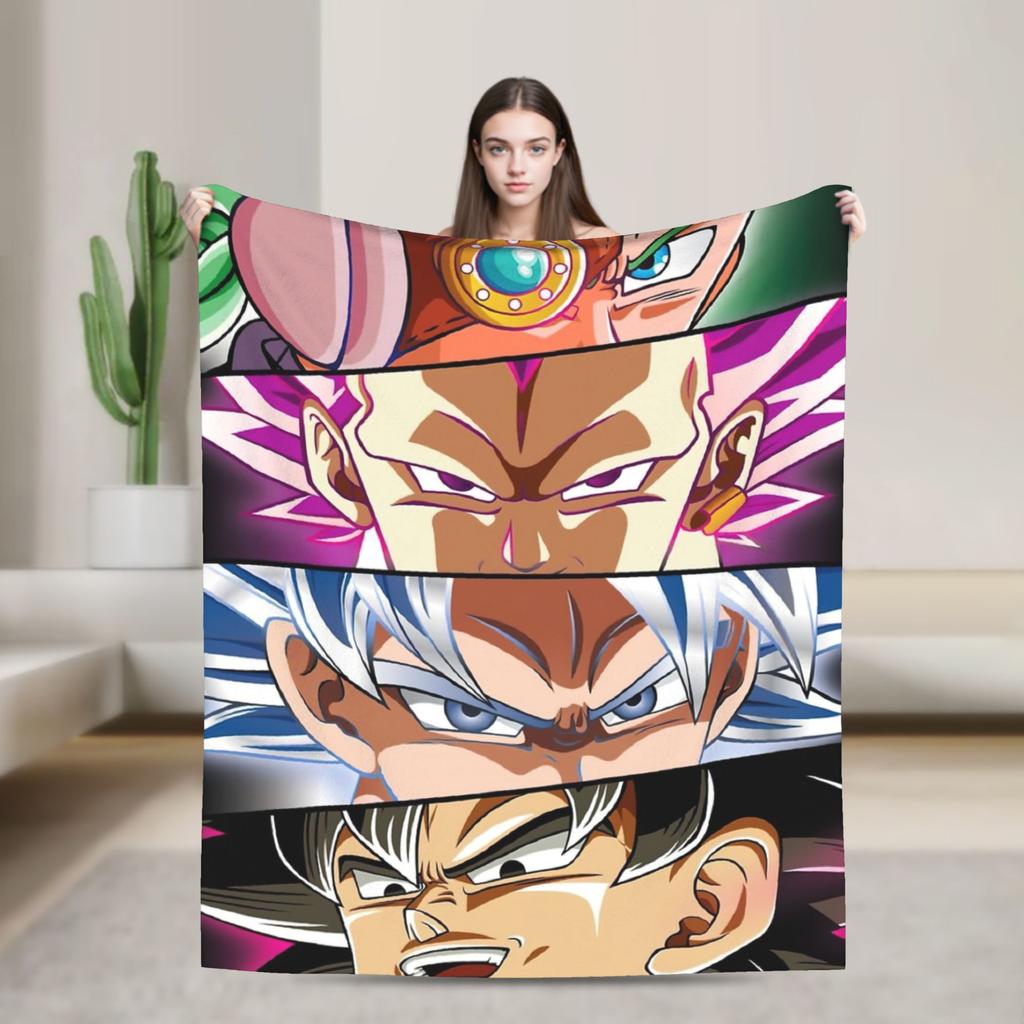 DBZ Blanket Velvet Summer Air Conditioning Super Saiyan Breathable Warm Throw Blankets for Bed Office Rug Piece