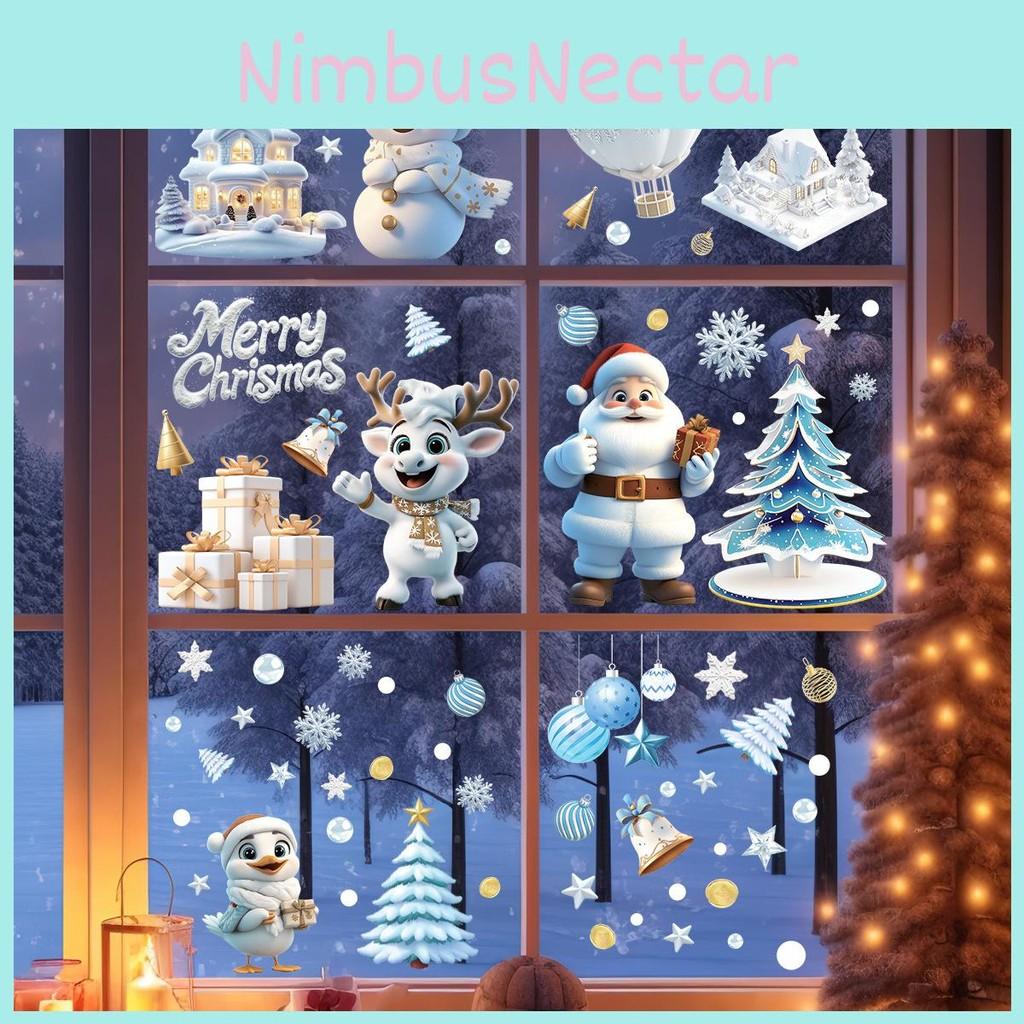 Christmas Snowman Tree Window Art Pvc Static Stickers Set Christmas Decorations