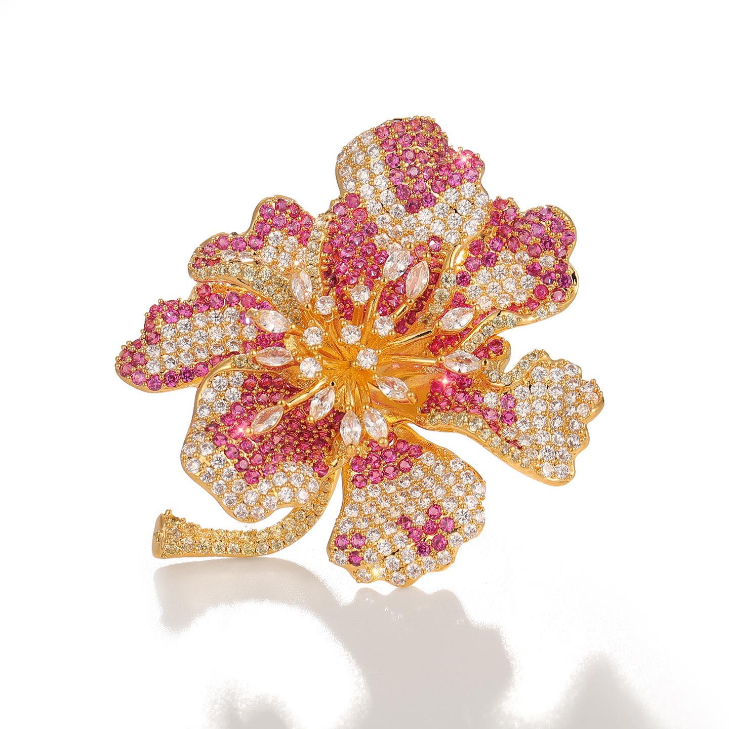 Zirconia Luxury Floral Brooch - Elegant Corsage Jewelry Pin