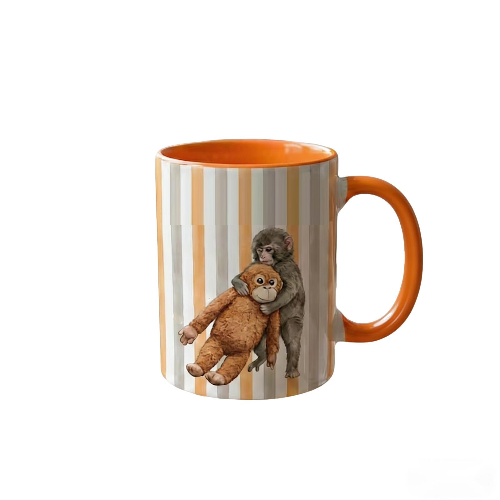 Baby Monkey Plush Toy Mug, Viral Monkey Punch Mug, Animal Lover Gift, Punch Meme Mug, Monkey Graphic Mug, Team Punch Mug, Sad Monkey Mug One Size