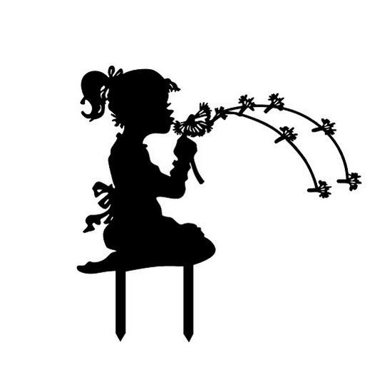 Modern Art Metal Silhouette: Little Girl Garden Stake