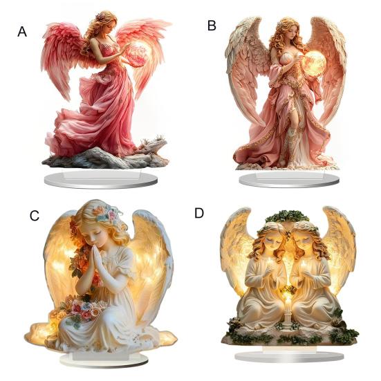 Prayer Angel Table Sign 2D Flat Acrylic Angel Desktop Ornament for Tabletop Shelf Entryway