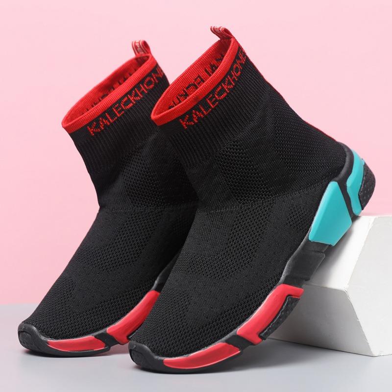 Elastic socks shoes women's high-top casual sports shoes medium tube versatile thick-soled knitted short boots socks boots