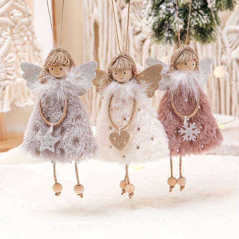 Christmas Angel Ornaments, 1/3Pcs Plush Angel Doll Hanging Decor, Festive Xmas Tree Ornaments for Home Party, Holiday Gift