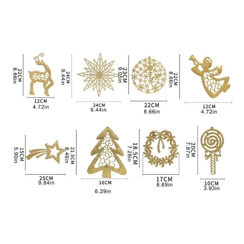 8 Stück gemischte glitzernde Anhänger Funkelnde Gold-/Silber-Weihnachtsdekoration Stilvolle Festliche Saison Heimdekoration