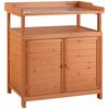 Multi-function Potting Bench Table W/ Storage Cabinet and Galvanized Table Top, Wooden Planting Workstation, 98cm X 47cm X 105cm