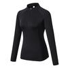 Women's Quick-Dry Long Sleeve Bodycon Sports Yoga Top with Half-Zip and Stand-Up Collar.
