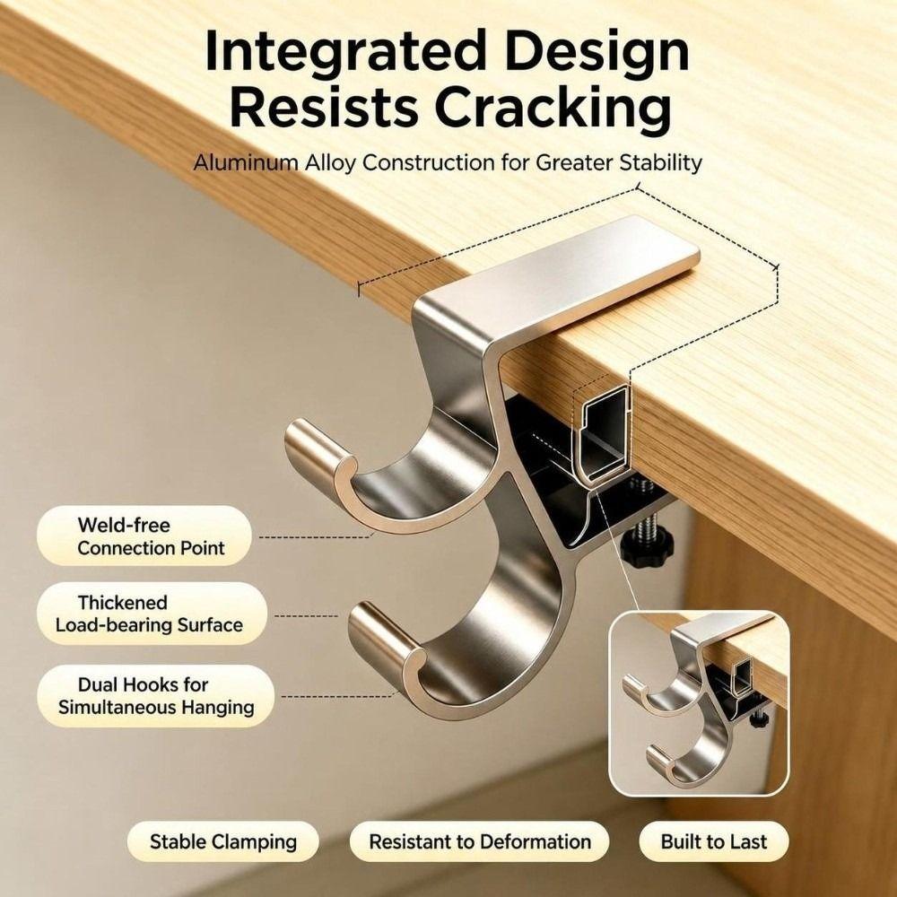 Clamp-on Backpack Hanger Double-Hook Table Edge Storage Hook Durable Table Hanging Hook  Dormitory