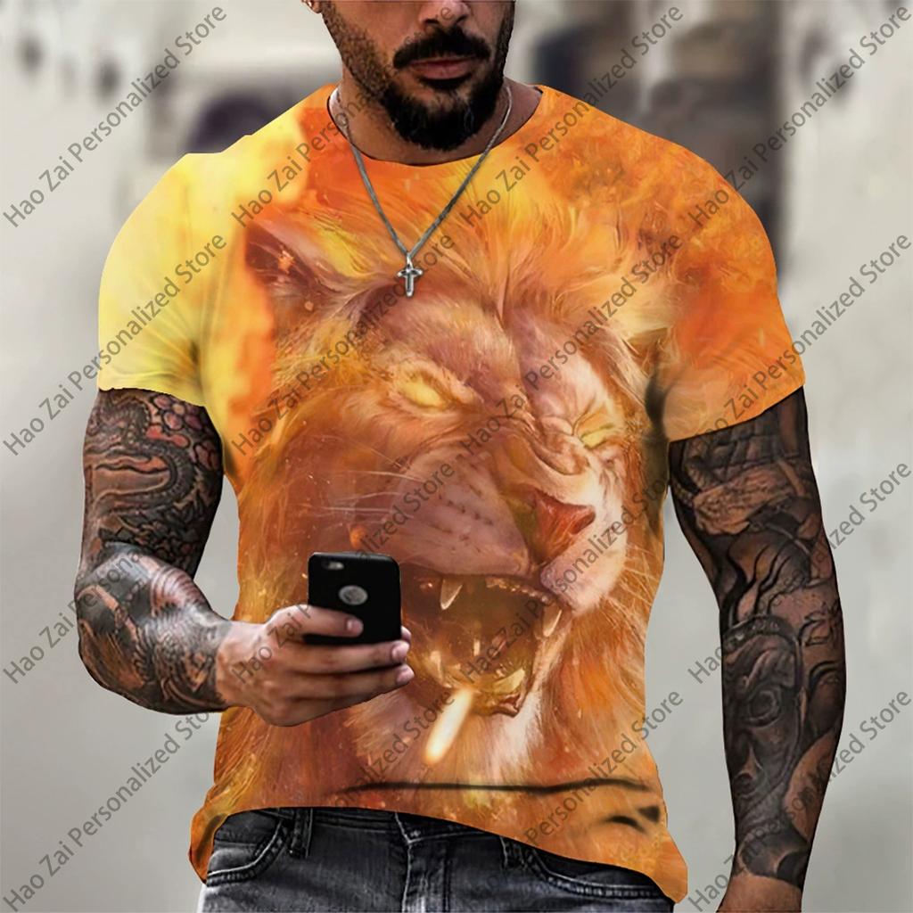2026 New Summer Fashion: Cool 3D Animal Digital Print Trendy Men's Round-Neck Short-Sleeve T-Shirt—SoftComfortableand Breathable