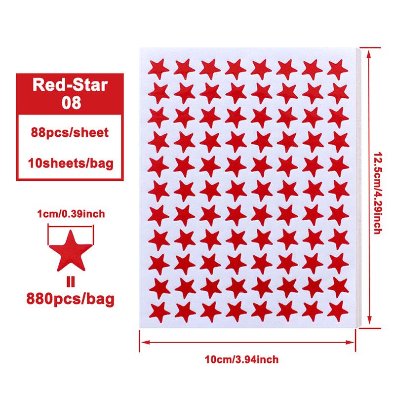 

10sheets/bag Red Star Sticker Stamping Five Pointed Star Sticker Reward Sticker Teacher Praise Label
