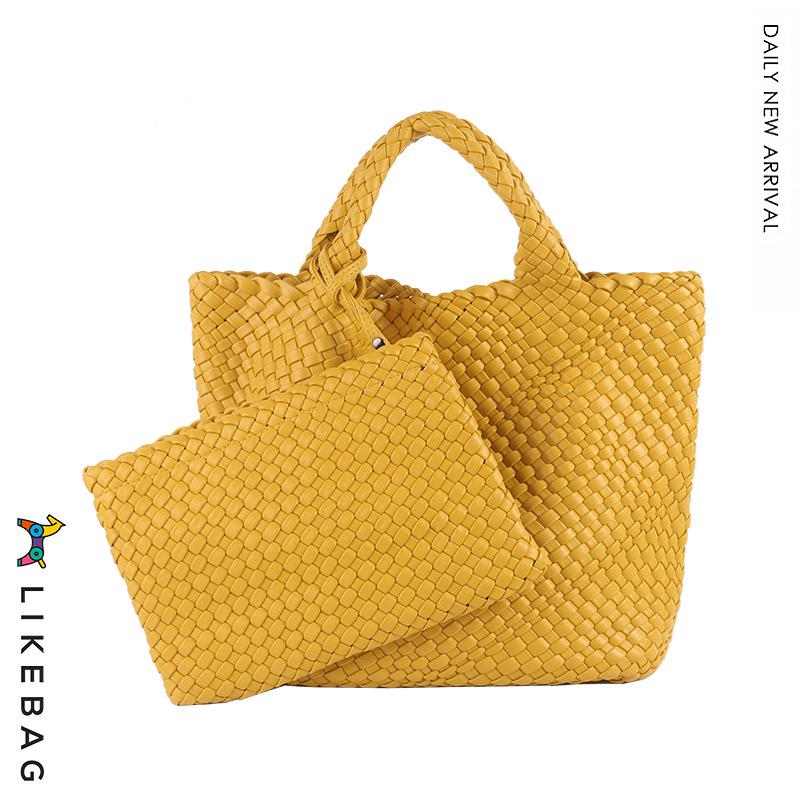 New 2022 Large Capacity PU Woven Tote Bag - Trendy Cross-Border Business & Casual Mother-Child Handbag