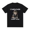 I Survived Today's Tummy Ache T-Shirt Funny Cat Meme Short Sleeve T Shirt Men Women Cotton Casual Oversized T Shirts Streetwear