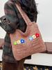 Cotton Woven Shoulder Bag With Open Top And Inner Pocket For Everyday Use